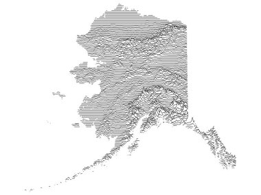 ABD 'nin Alaska Federal Eyaleti Topografik Yardım Tepeleri ve Vadileri Haritası