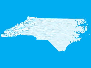 Blue Pürüzsüz Topografik Yardım Tepeleri ve Vadileri ABD Federal Eyaleti Kuzey Carolina Haritası