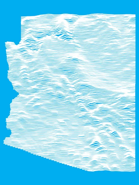 Blue Smooth Topographic Relief Peaks Valleys Map Federal State Arizona — 스톡 벡터