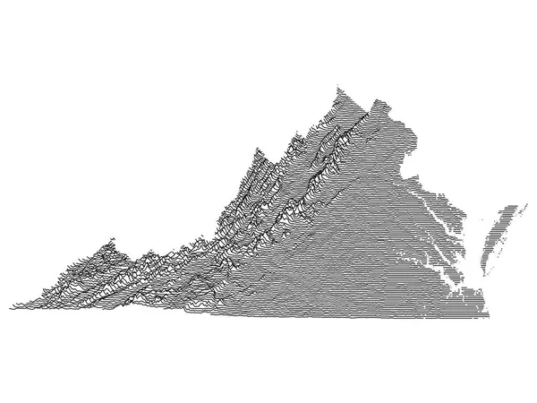 美国联邦维吉尼亚州地形地貌浮雕峰和凹凸不平图 — 图库矢量图片