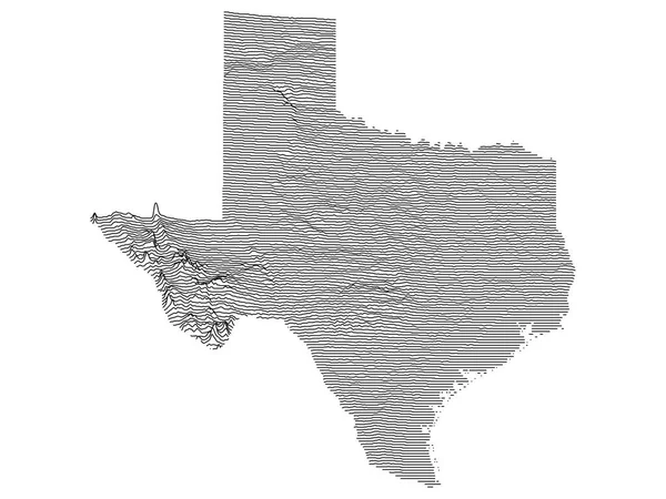 Topografische Hoogtepunten Valleien Kaart Van Amerikaanse Federale Staat Texas — Stockvector