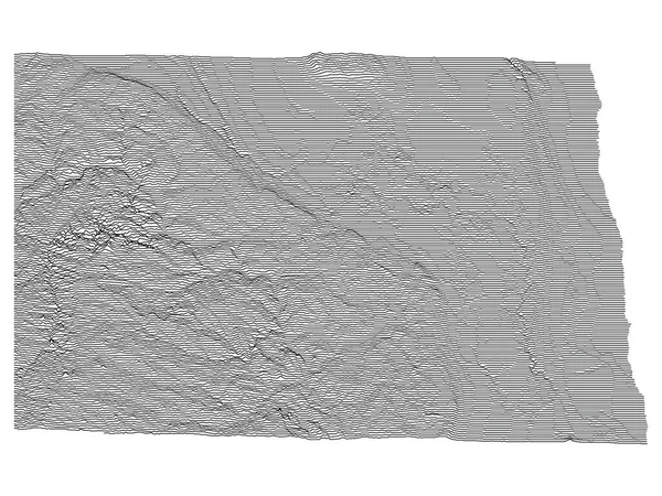 Topographische Relief Peaks Valleys Karte Des Bundesstaates North Dakota — Stockvektor