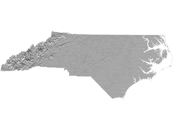 Topographic Relief Peaks Valleys Map Federal State North Carolina — Stockový vektor