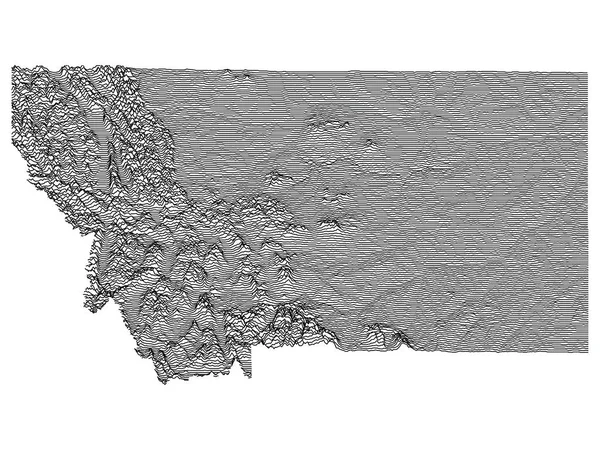 Topografiska Relieftoppar Och Dalar Karta Över Den Amerikanska Delstaten Montana — Stock vektor