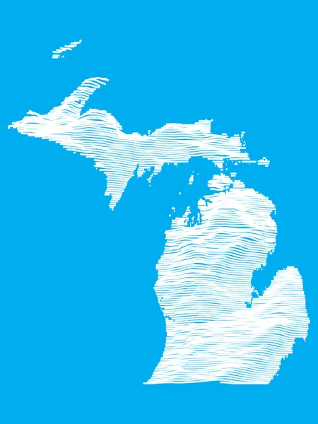 Blue Smooth Topographic Relief Peaks Valleys Map Federal State Michigan — Vetor de Stock