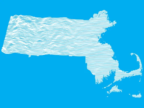 Blue Smooth Topographic Relief Peaks Valleys Map Federal State Massachusetts — Stockový vektor