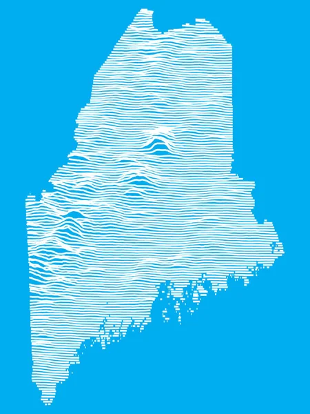 Blue Smooth Topographic Relief Peaks Valleys Karte Des Bundesstaates Maine — Stockvektor