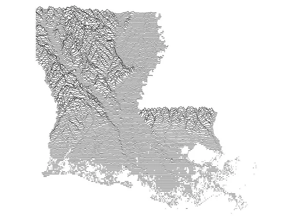 Topographic Relief Peaks Valleys Map Federal State Louisiana — Vetor de Stock