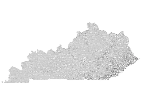 ケンタッキー州の地形的救援ピークと谷地図 — ストックベクタ