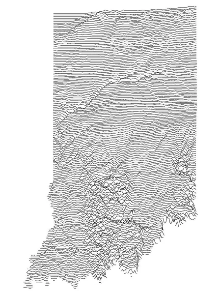 Topographic Relief Peaks Valleys Carte État Fédéral Américain Indiana — Image vectorielle