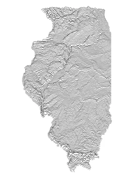 Topographic Relief Peaks Valleys Carte État Fédéral Américain Illinois — Image vectorielle