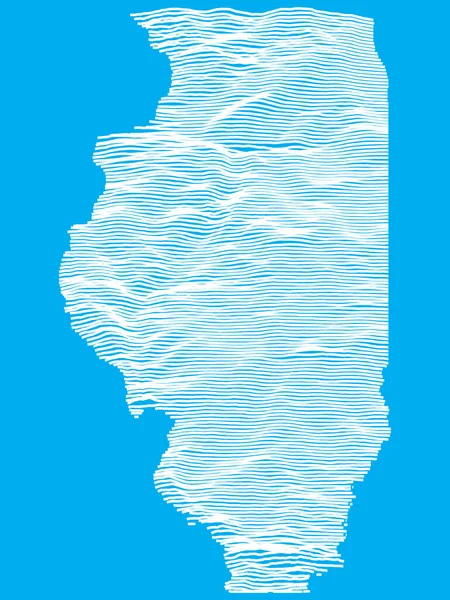 Blue Smooth Topographic Relief Peaks Valleys Карта Федерального Штата Иллинойс — стоковый вектор