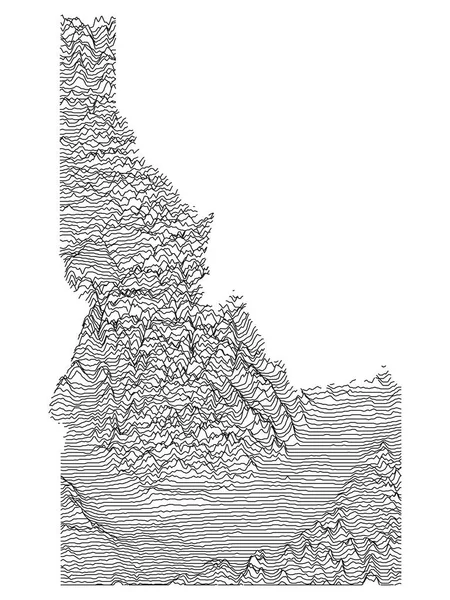 Topographic Relief Peaks Valleys Mapa Estado Federal Idaho — Vetor de Stock