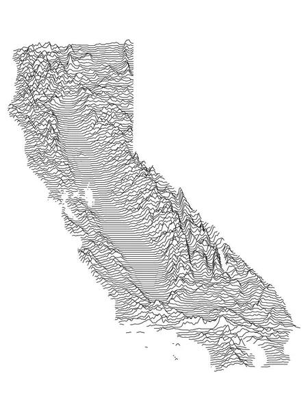 Cime Valli Rilievo Topografico Mappa Dello Stato Federale Della California — Vettoriale Stock