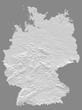 Almanya 'nın Avrupa Ülkesi Beyaz Topografik Yardım Haritası