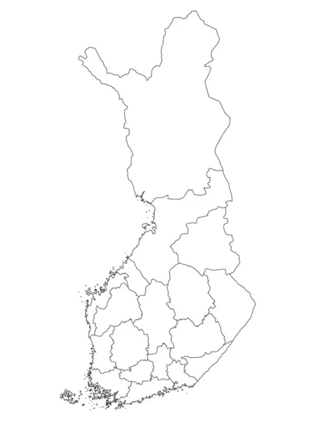 White Regions Map European Country Finland — 스톡 벡터