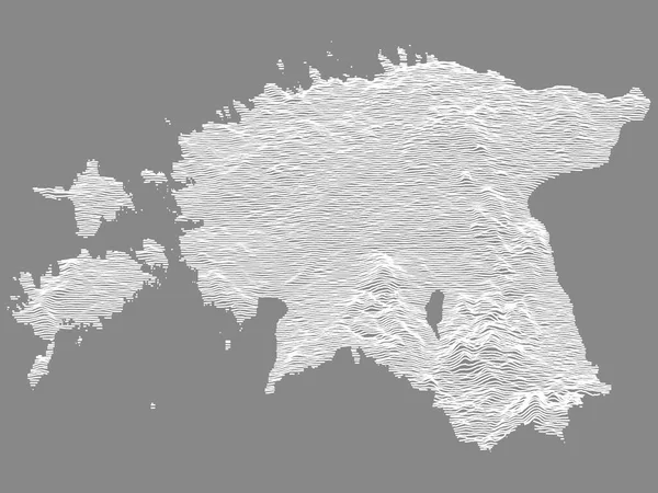 Bílá Topografická Reliéfní Mapa Estonska — Stockový vektor