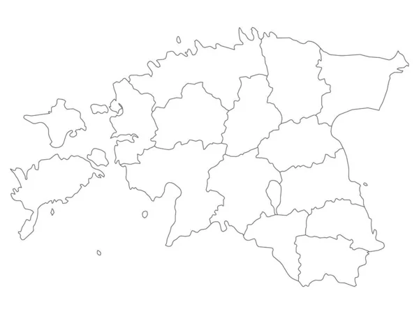 Mapa Das Regiões Brancas País Europeu Estónia — Vetor de Stock