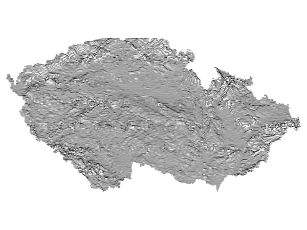 Mappa Topografica Grigia Del Paese Europeo Della Repubblica Ceca — Vettoriale Stock