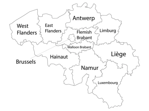Regiones Etiquetadas Mapa Del País Europeo Bélgica — Vector de stock