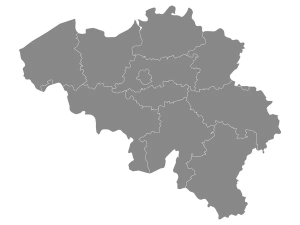 Grå Regionernas Karta Över Det Europeiska Landet Belgien — Stock vektor