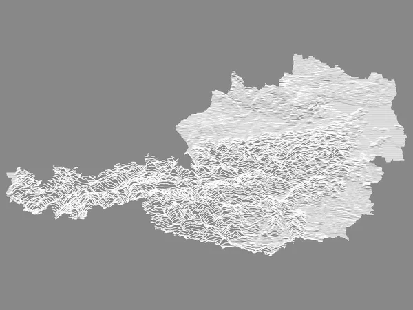 Mapa Relieve Topográfico Blanco Del País Europeo Austria — Vector de stock