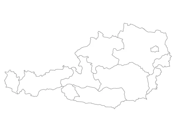 Białe Regiony Mapa Europejskiego Kraju Austrii — Wektor stockowy