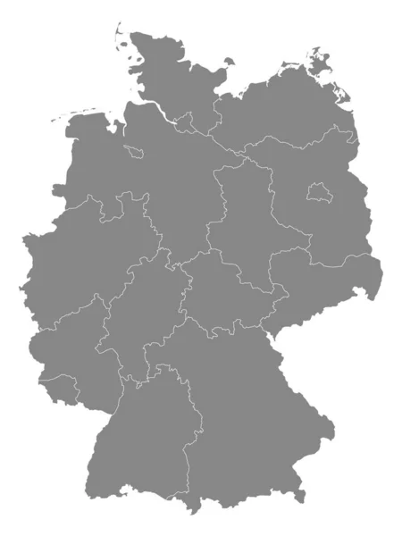 Graue Regionen Karte Des Europäischen Landes Deutschland — Stockvektor