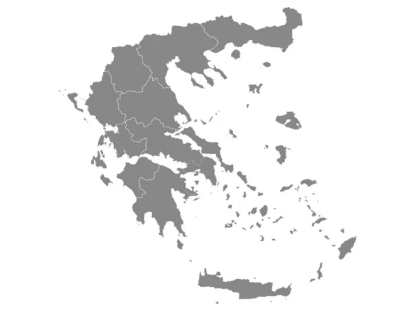 Carte Des Régions Grises Pays Européen Grèce — Image vectorielle