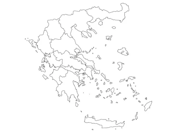 White Regions Map European Country Greece — 스톡 벡터