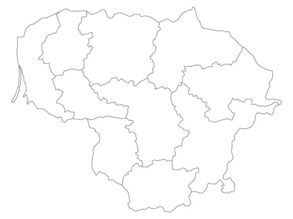 Mapa Los Condados Blancos Del País Europeo Lituania — Vector de stock