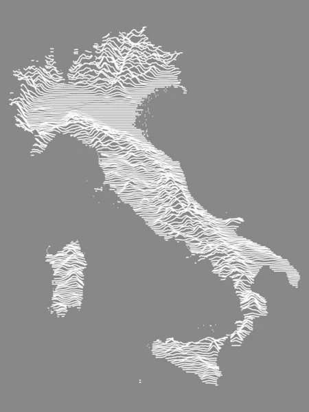 Mapa Alívio Topográfico Branco País Europeu Itália — Vetor de Stock