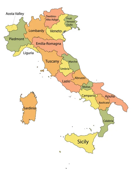 Bunte Landkarte Des Europäischen Landes Italien — Stockvektor