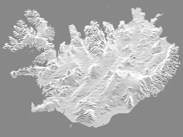 Mapa Alívio Topográfico Branco País Europeu Islândia — Vetor de Stock