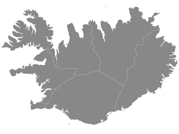 Gray Regions Χάρτης Ευρωπαϊκής Χώρας Της Ισλανδίας — Διανυσματικό Αρχείο