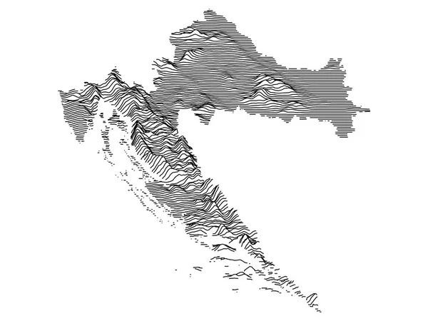 Grafická Topografie Mapa Evropské Země Chorvatska — Stockový vektor