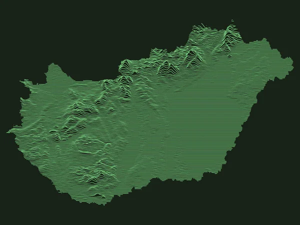 ハンガリーのヨーロッパ諸国の戦術軍事エメラルド3D地形図 — ストックベクタ