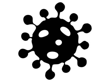 Corona Virüsü Covid-19 'un Basit Siyah Düz Vektör İllüstrasyonu