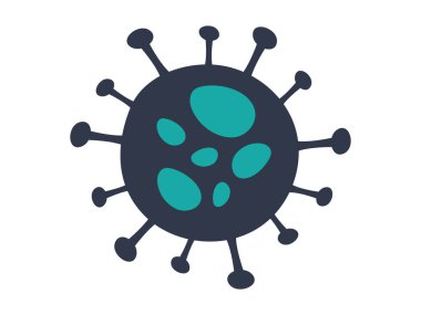 Basit Mavi Düz Vektör Çizimi Corona Virüsü Covid-19
