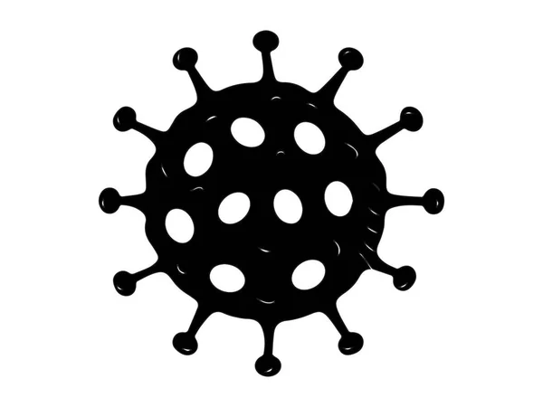 Fekete Lapos Vektor Egy Koronavírus Illusztrációja Covid — Stock Vector