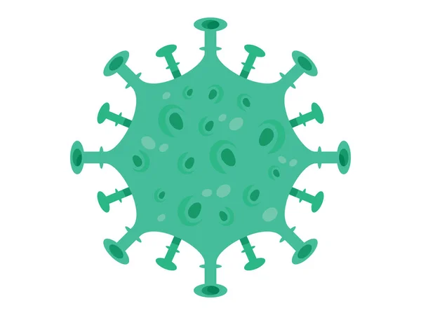 Eenvoudige Groene Vlakke Vector Illustratie Van Het Nieuwe Corona Virus — Stockvector