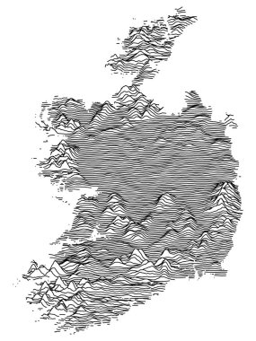 Gray Topographic Relief Map of European Country of Ireland clipart