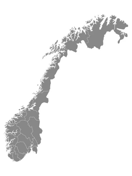 Gray Counties Map European Country Norway — Stockový vektor