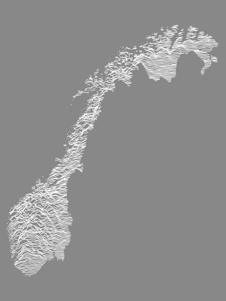 Branco Sobre Cinza Mapa Topográfico Alívio País Europeu Noruega — Vetor de Stock