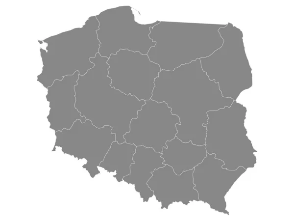 Voïvodies Grises Carte Pays Européen Pologne — Image vectorielle
