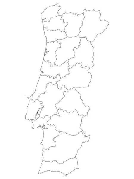 Bílé Okresy Mapa Evropské Země Portugalska — Stockový vektor
