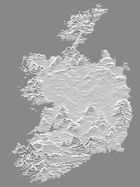 Branco Sobre Cinza Mapa Topográfico Alívio País Europeu Irlanda — Vetor de Stock