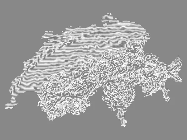 Mapa Relieve Topográfico Blanco Sobre Gris Suiza — Archivo Imágenes Vectoriales