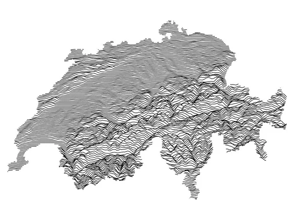 Black White Topographic Relief Map Switzerland — 스톡 벡터