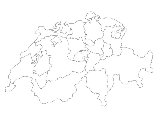 Vita Kantonerna Karta Över Europeiska Landet Schweiz — Stock vektor